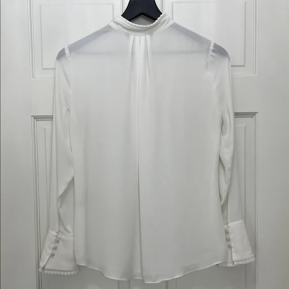 White House Black Market Chiffon Bow Tie V-Neck Blouse - Size 0
